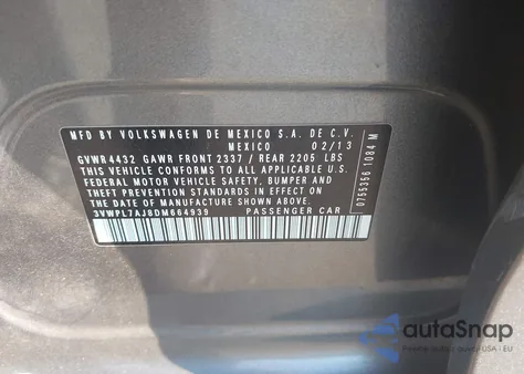 2013 Volkswagen Jetta Sportwagen 2.0L Tdi из США, поврежденный, VIN 3VWPL7AJ8DM664939